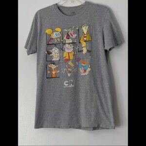 Cartoon Network Tshirt Large Gray Johnny Bravo Dexter Courage Ed Edd and Eddy